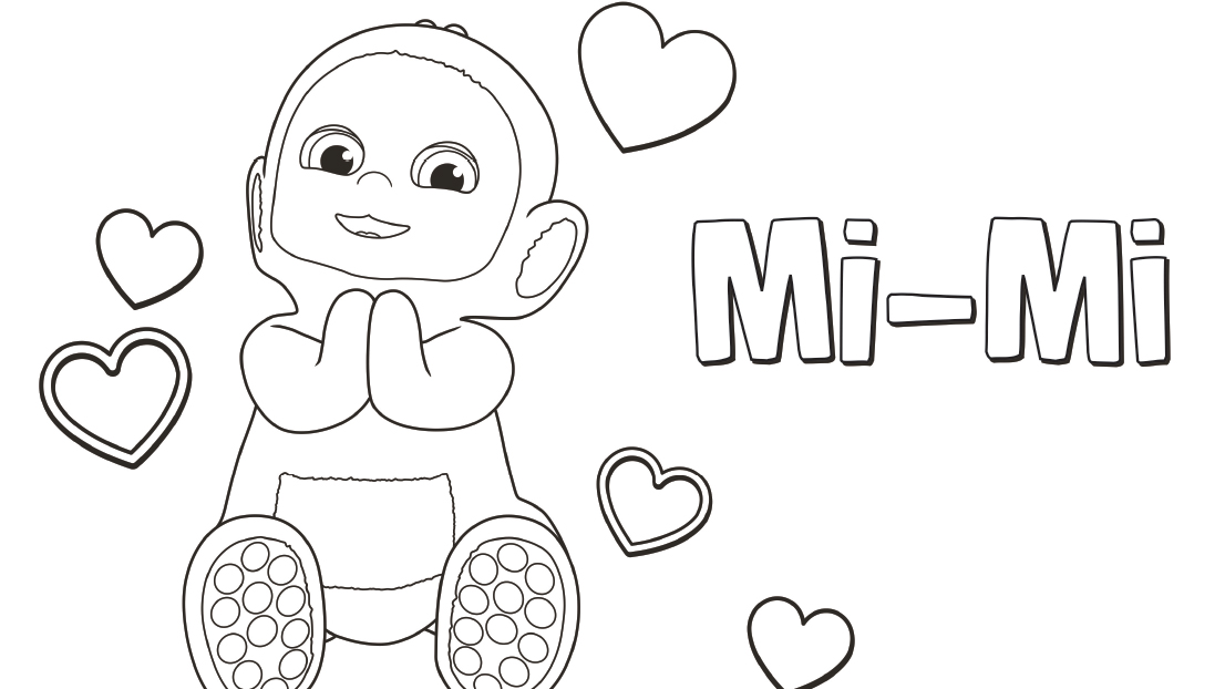 Mi-Mi is always first. Colour her in with your little one.