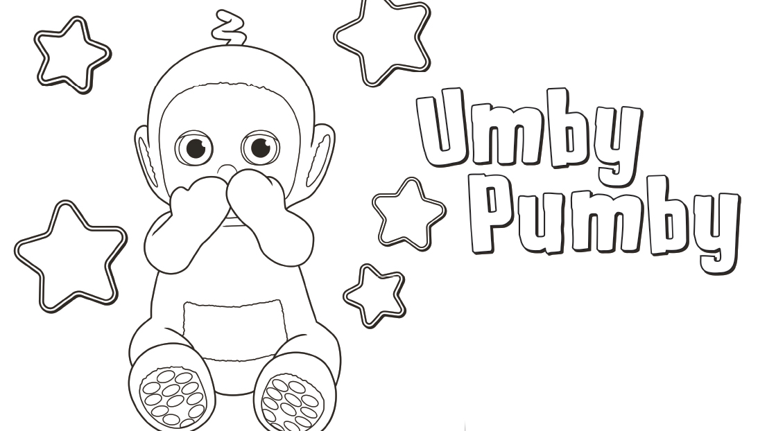 Umby Pumby is awake! Colour him in, don't forget the stars.